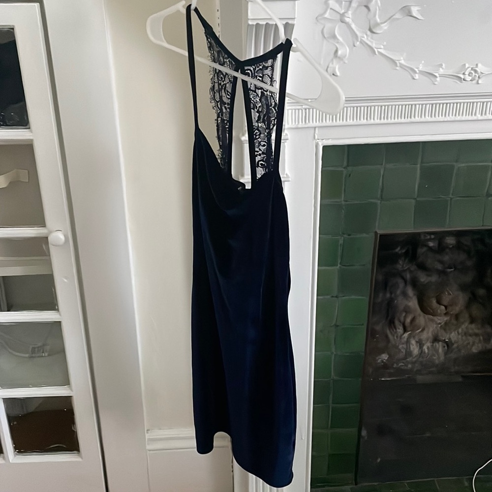 Navy blue velvet dress